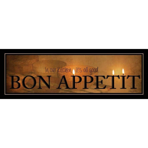 Bon Appetit Black Modern Wood Framed Art Print with Double Matting by Vieira, Robin-Lee