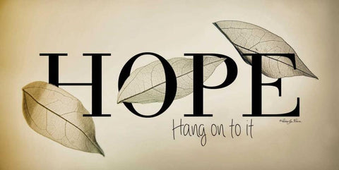 Hope - Hang On to It White Modern Wood Framed Art Print with Double Matting by Vieira, Robin-Lee