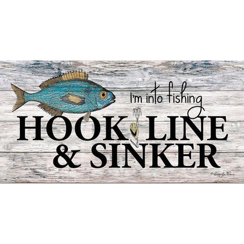 Hook, Line and Sinker White Modern Wood Framed Art Print by Vieira, Robin-Lee