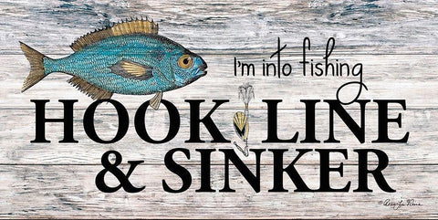 Hook, Line and Sinker White Modern Wood Framed Art Print with Double Matting by Vieira, Robin-Lee