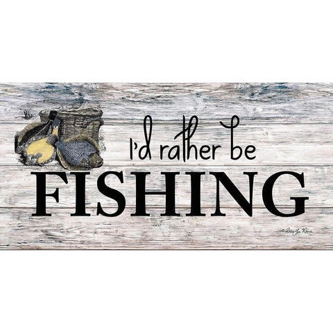Id Rather be Fishing Black Modern Wood Framed Art Print with Double Matting by Vieira, Robin-Lee