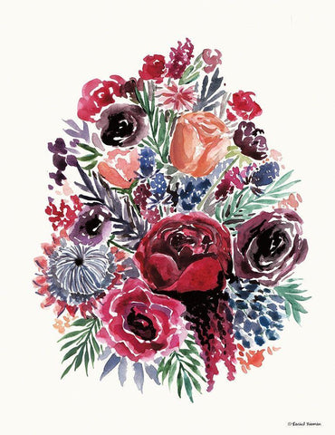 Moody Florals White Modern Wood Framed Art Print with Double Matting by Nieman, Rachel