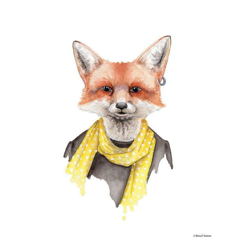 Foxxy Fox Black Modern Wood Framed Art Print with Double Matting by Nieman, Rachel