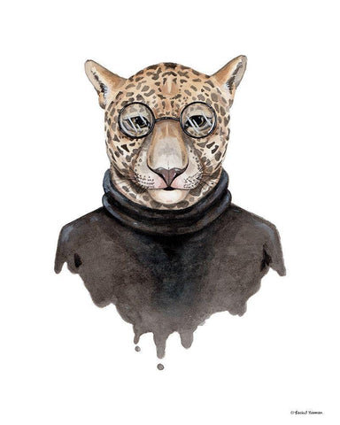 Jaguar as Steve Jobs White Modern Wood Framed Art Print with Double Matting by Nieman, Rachel