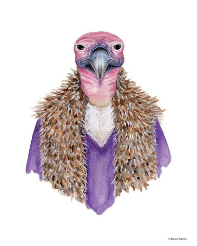 Vulture in a Vest White Modern Wood Framed Art Print with Double Matting by Nieman, Rachel