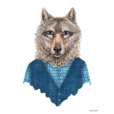 Wolf in Waistcoat Gold Ornate Wood Framed Art Print with Double Matting by Nieman, Rachel