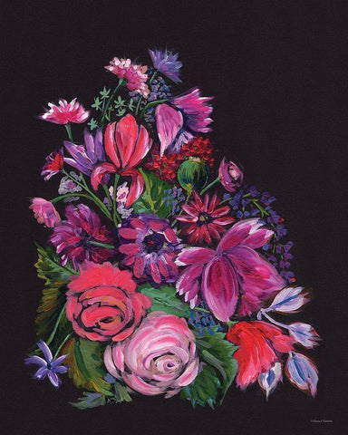 Dinner Party Florals in the Dark White Modern Wood Framed Art Print with Double Matting by Nieman, Rachel