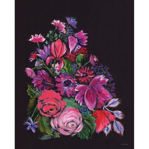 Dinner Party Florals in the Dark Black Modern Wood Framed Art Print with Double Matting by Nieman, Rachel