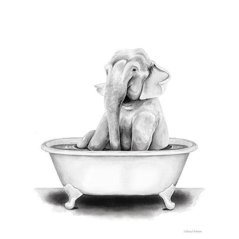 Elephant in Tub Black Modern Wood Framed Art Print by Nieman, Rachel