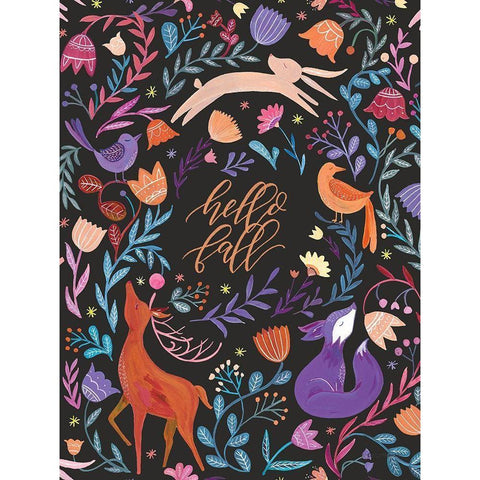 Hello Fall Folklore     Black Modern Wood Framed Art Print by Nieman, Rachel