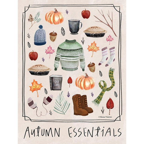 Autumn Essentials    Black Modern Wood Framed Art Print with Double Matting by Nieman, Rachel