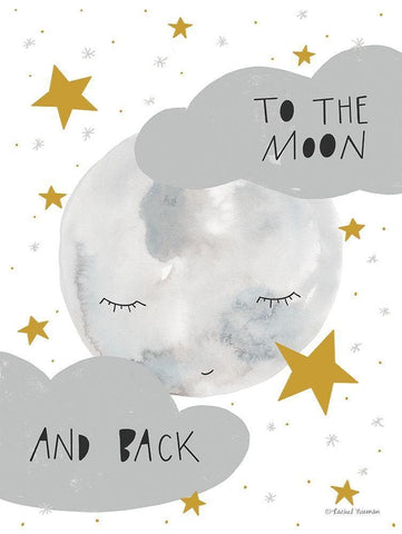 Moon and Back White Modern Wood Framed Art Print with Double Matting by Nieman, Rachel