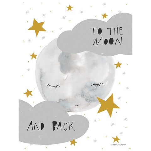 Moon and Back Gold Ornate Wood Framed Art Print with Double Matting by Nieman, Rachel