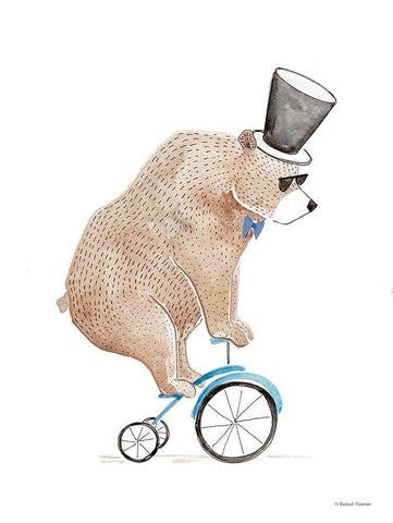 Bear on a Bike White Modern Wood Framed Art Print with Double Matting by Nieman, Rachel