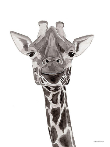 Safari Giraffe Peek-a-boo Black Ornate Wood Framed Art Print with Double Matting by Nieman, Rachel