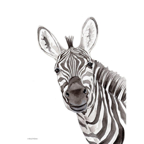 Safari Zebra Peek-a-boo Gold Ornate Wood Framed Art Print with Double Matting by Nieman, Rachel