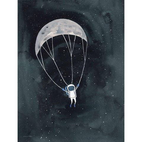 Parachute Moon White Modern Wood Framed Art Print by Nieman, Rachel