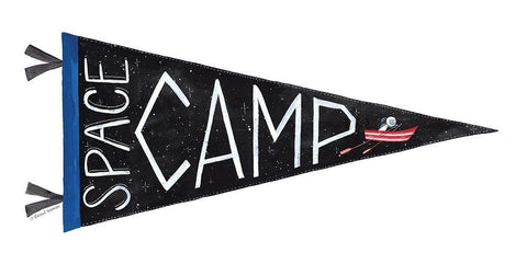 Space Camp Pennant White Modern Wood Framed Art Print with Double Matting by Nieman, Rachel