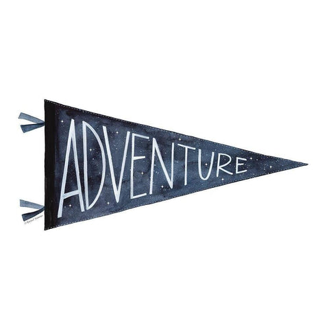 Adventure Pennant Black Modern Wood Framed Art Print with Double Matting by Nieman, Rachel