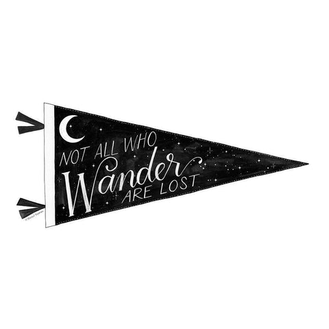 Not All Who Wander are Lost Pennant Black Modern Wood Framed Art Print with Double Matting by Nieman, Rachel