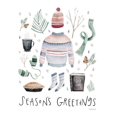 Seasons Greetings    Black Modern Wood Framed Art Print with Double Matting by Nieman, Rachel