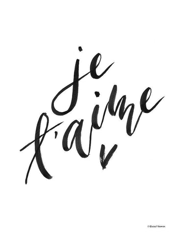 Je Taime Black Ornate Wood Framed Art Print with Double Matting by Nieman, Rachel