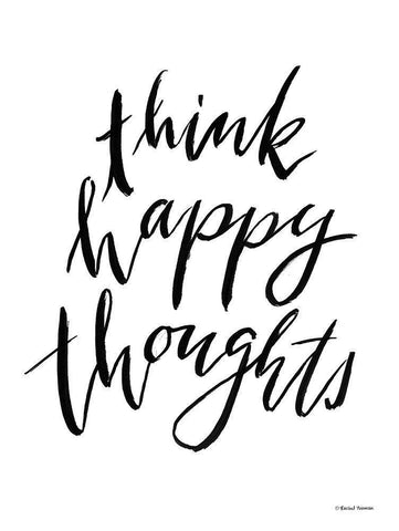 Think Happy Thoughts White Modern Wood Framed Art Print with Double Matting by Nieman, Rachel