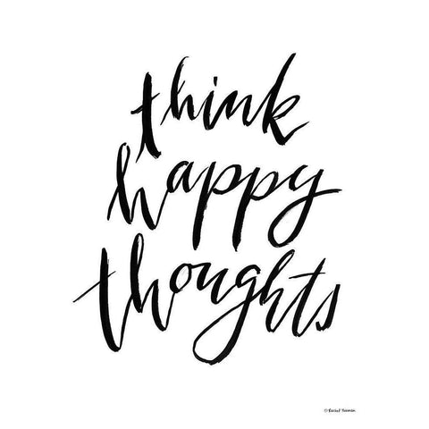 Think Happy Thoughts Gold Ornate Wood Framed Art Print with Double Matting by Nieman, Rachel