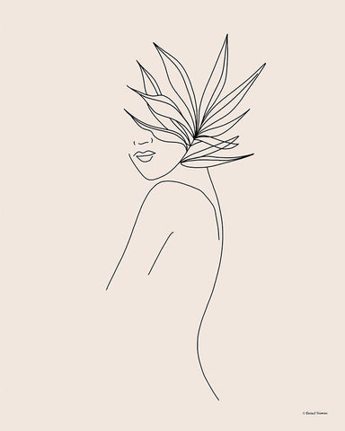 Modern Figural Line Drawing White Modern Wood Framed Art Print with Double Matting by Nieman, Rachel