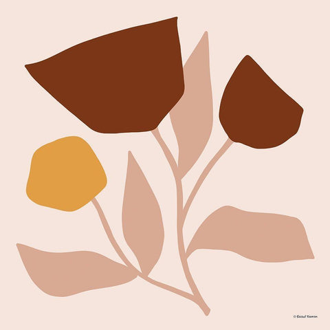 Modern Graphic Floral Stem Black Modern Wood Framed Art Print with Double Matting by Nieman, Rachel