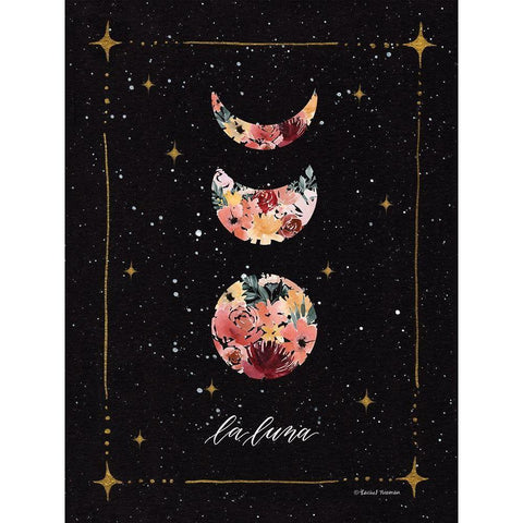 La Luna Moon Phases    Black Modern Wood Framed Art Print with Double Matting by Nieman, Rachel