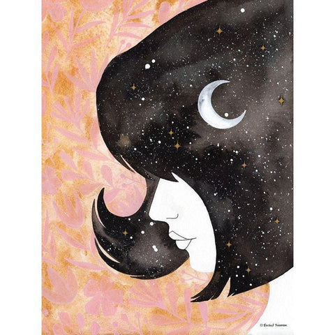 Moon in Her Hair    Black Modern Wood Framed Art Print with Double Matting by Nieman, Rachel