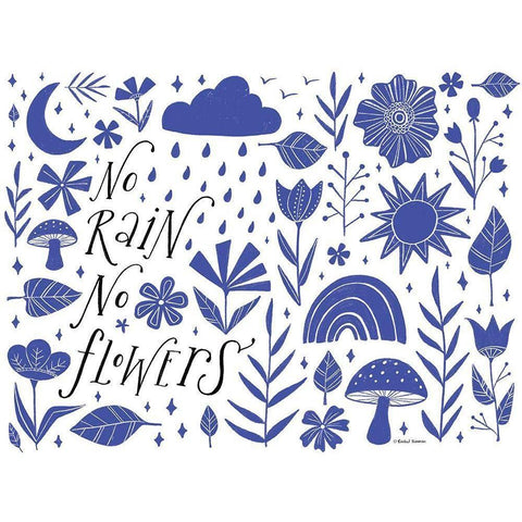 No Rain No Flowers Black Modern Wood Framed Art Print with Double Matting by Nieman, Rachel