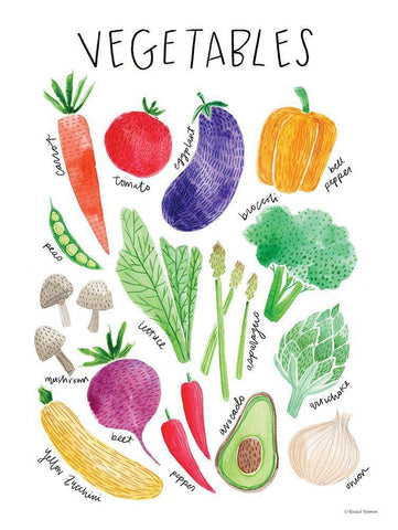 Vegetables White Modern Wood Framed Art Print with Double Matting by Nieman, Rachel