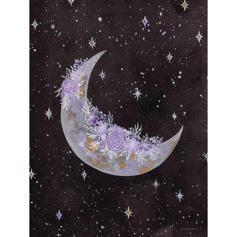 Purple Flowers on the Moon Gold Ornate Wood Framed Art Print with Double Matting by Nieman, Rachel