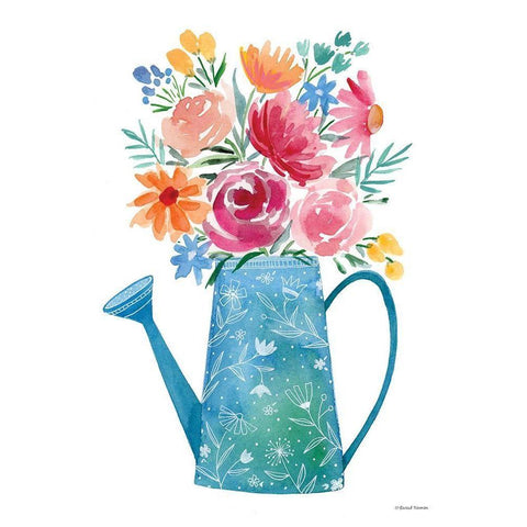 Garden Watering Can Gold Ornate Wood Framed Art Print with Double Matting by Nieman, Rachel