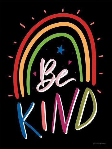 Be Kind Rainbow Black Ornate Wood Framed Art Print with Double Matting by Nieman, Rachel