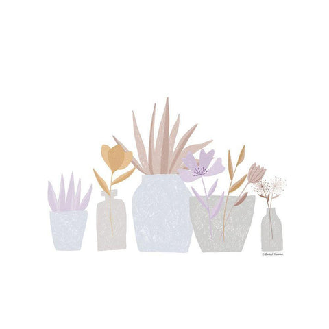 Flower Vases in a Row Black Modern Wood Framed Art Print with Double Matting by Nieman, Rachel