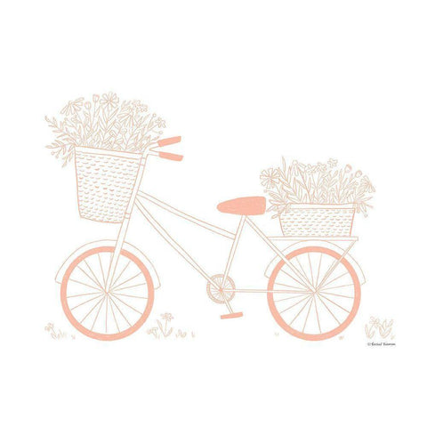 Pink Flower Bike Gold Ornate Wood Framed Art Print with Double Matting by Nieman, Rachel