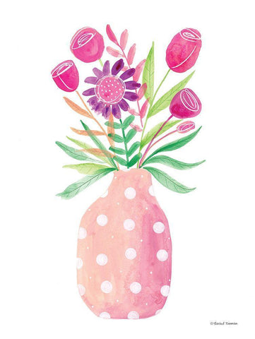 Pretty in Pink Flower Pot White Modern Wood Framed Art Print with Double Matting by Nieman, Rachel