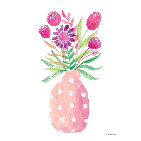 Pretty in Pink Flower Pot White Modern Wood Framed Art Print by Nieman, Rachel