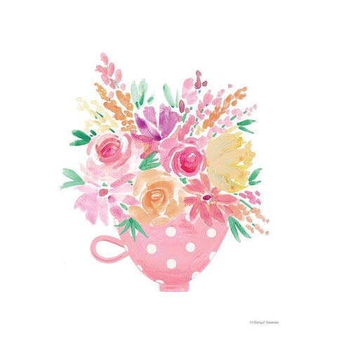 Pretty in Pink Tea Cup Black Modern Wood Framed Art Print with Double Matting by Nieman, Rachel