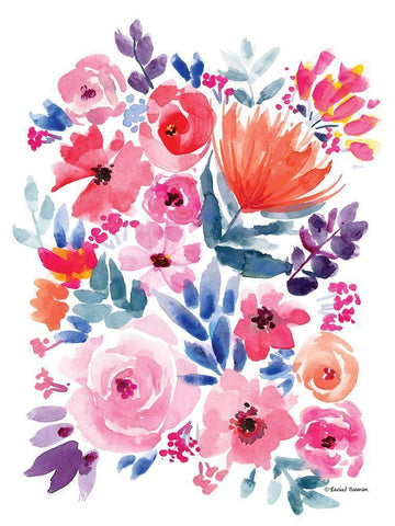 Vibrant Flowers I White Modern Wood Framed Art Print with Double Matting by Nieman, Rachel