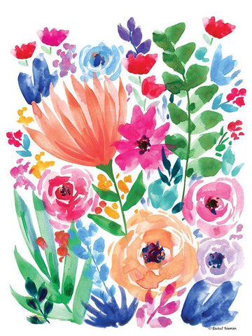 Vibrant Flowers II White Modern Wood Framed Art Print with Double Matting by Nieman, Rachel