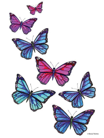 Vibrant Flying Butterflies Black Ornate Wood Framed Art Print with Double Matting by Nieman, Rachel