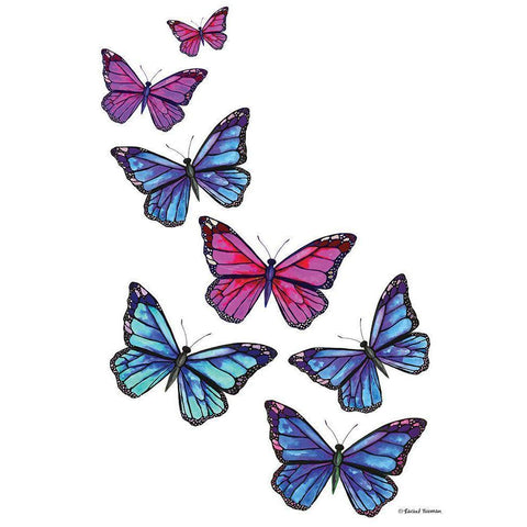 Vibrant Flying Butterflies Gold Ornate Wood Framed Art Print with Double Matting by Nieman, Rachel