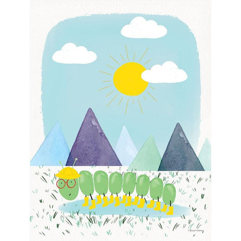 Caterpillar Adventure 3 Black Modern Wood Framed Art Print with Double Matting by Nieman, Rachel