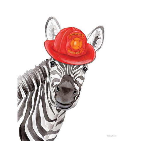 Firefighter Zebra Black Modern Wood Framed Art Print with Double Matting by Nieman, Rachel