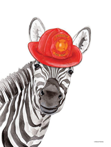 Firefighter Zebra White Modern Wood Framed Art Print with Double Matting by Nieman, Rachel