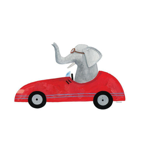 Elephant in a Car Black Modern Wood Framed Art Print with Double Matting by Nieman, Rachel